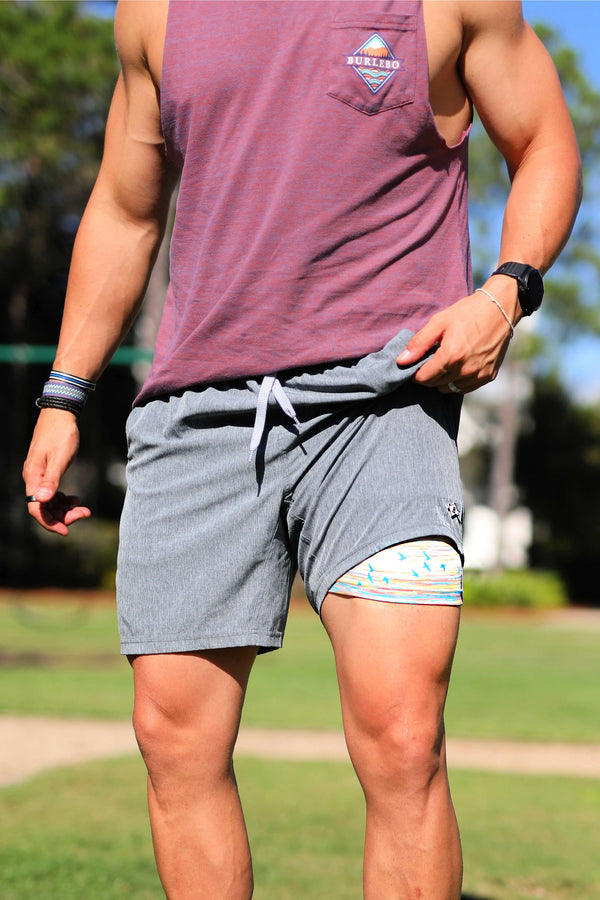 Burlebo - Athletic Shorts - Grizzly Gray - Duck Liner