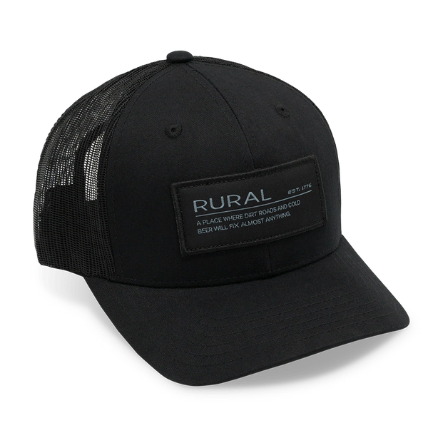 Rural Def Hat-Black with Black Patch