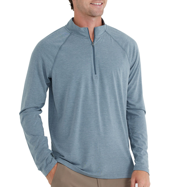 Free Fly - Bamboo Flex Quarter Zip - Heather Blue Current