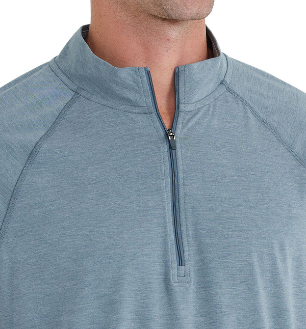 Free Fly - Bamboo Flex Quarter Zip - Heather Blue Current