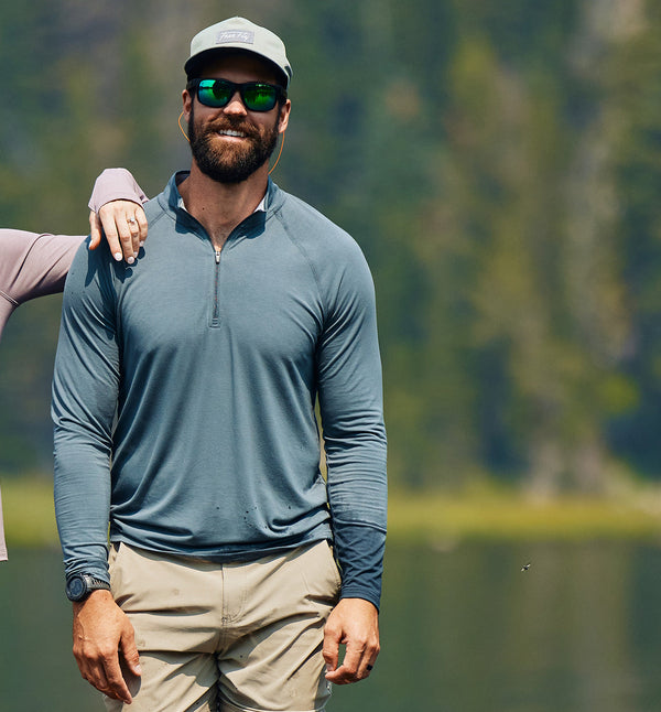 Free Fly - Bamboo Flex Quarter Zip - Heather Blue Current